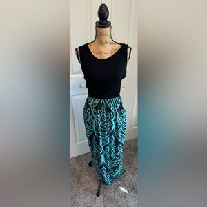 Black and Teal Patterned Dress